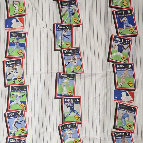 Vintage Baseball Cards Flat Bedsheet Twin Size 92" x 66" 80s 90s MLB Collectors - Picture 1 of 11